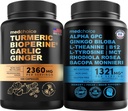 MEDCHOICE Turmeric & ג'ינג'ר (120ct) ו- Nootropic Brain (60ct) תוסף Bundle - Wellness Duo for Joint, Digest, Brain, & Mood Support - טבעוני, Non-GMO, Gluten-FreeFree
