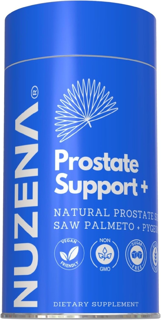 Nuzena Prostate Support +, Advanced Formula with Saw Palmetto, Joiper Berries and Quercetin Extracts to Help Men Support an Enlarged Prostate, Made in USA (60 קפסולות)