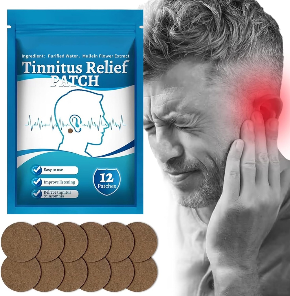 Tinnitus Relief Patches, Herbal Tinnitus טיפול אוזניים Patch, עבור צלצול אוזניים, כאב אוזניים, הקלה שמיעה אובדן והגנה על בריאות האוזן, 12Pcs (1 Pack)