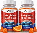 L Arginine 1000 מ"ג תוסף Beet Root Gummies - כוח כפול, אנרגיה Boost, תמיכה ב Circulation ו Stamina, אורגני Chewable Beets תוספי עבור גברים ונשים, לימון טבעוני, סוכר חינם (2 Pack)