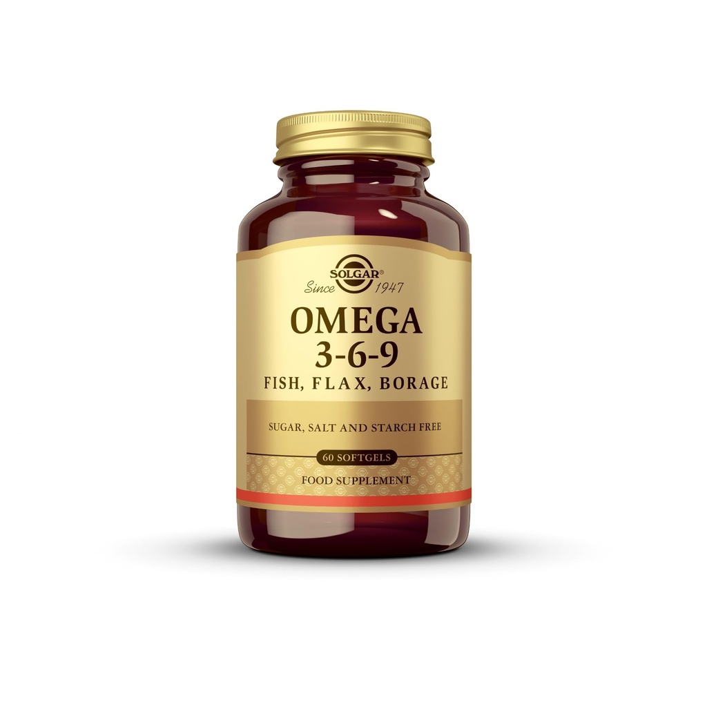 Solgar 1300 מ"ג אומגה 3-6-9-60 Softgels - תמיכה בריאות משותפת ועור - non-GMO, Gluten Free - 20 משרתים