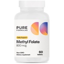 PureFormulas Methylfolate 800 mcg - Active B9 (5-MTHF) עבור Cardiovascular, Nerve & Mood בריאות, טבליות non-GMO Vegetarian, 60 הרוזן
