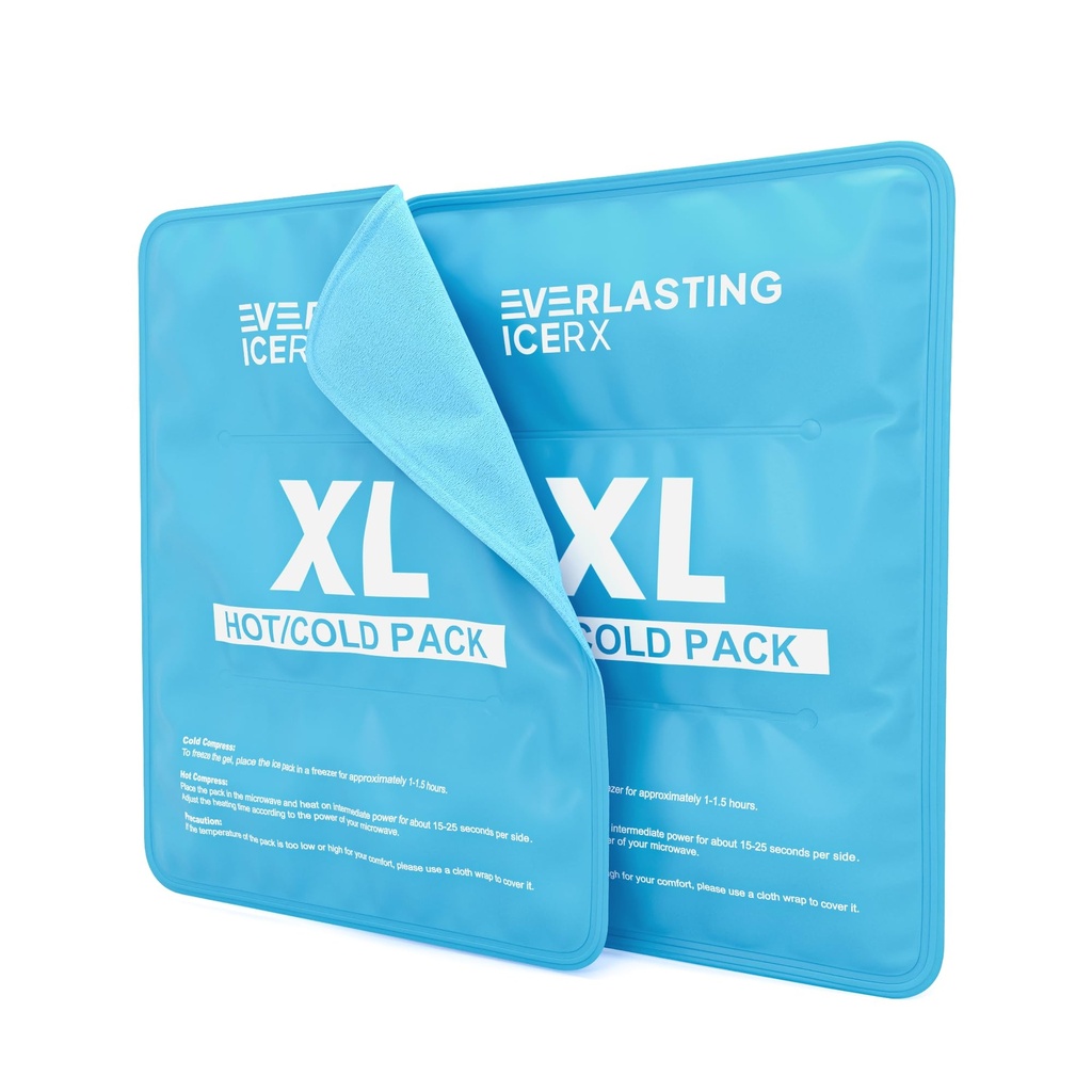 חבילת קרח אמינה עבור פציעות | 11" x 14.5" - 2 Pack XL | Hot & Cold Pack | חבילת קרח גדולה עבור Back Pain Relief, Soft Ice Packs Reusable, גמישה כאשר פרוזן