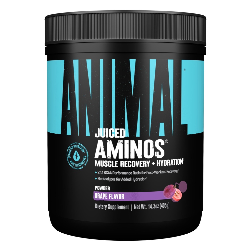 Animal Juiced Amino Acids - אבקת BCAA EAA Matrix Plus הידרציה עם אלקטרוליטים ומלח הים בכל עת התאוששות ושיפור ביצועים, Grape Flavor, 30 משרתים