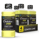 Pedialyte Sport Electrolyte Drink, הידרציה מהירה עם 5 אלקטרוליטים מרכזיים לתמיכה שרירים לפני, במהלך ואחרי אימון, לימון Lime, 1 Liter, Pack של 4