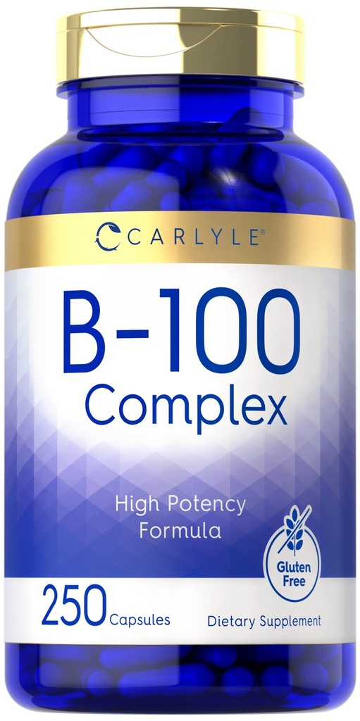 קרליל B-100 ויטמין מורכב | 250 קפסולות | Non-GMO, Gluten Free Supplement