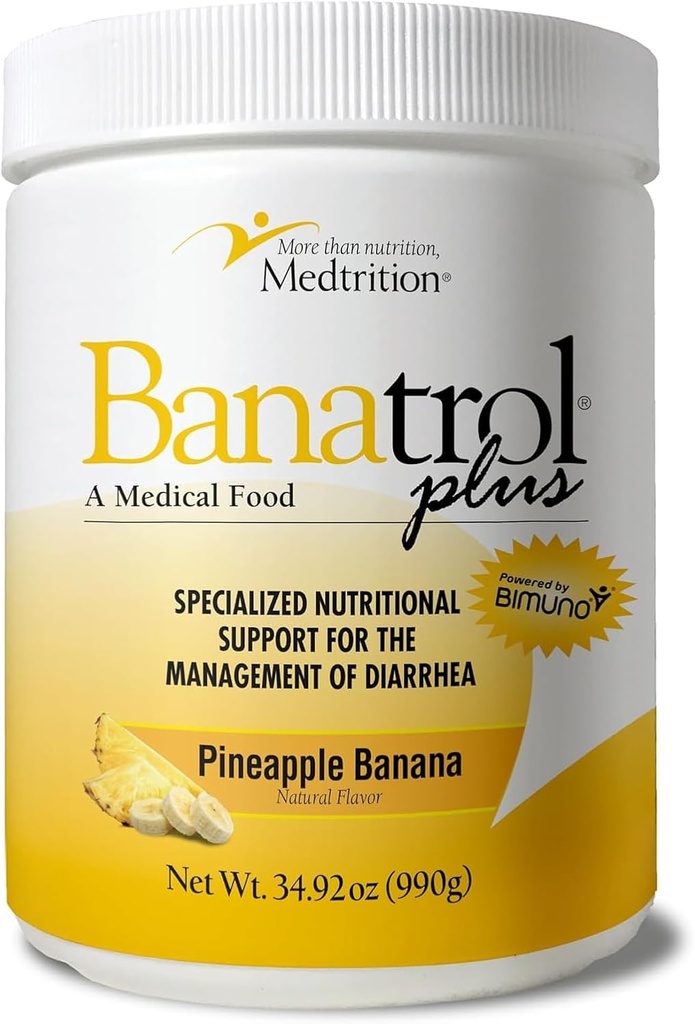 Medtrition Banatrol® Natural Anti-Diarrheal עם Prebiotics, הקלה מ- Chronic Diarrhea, IBS, Recurring Diarrhea, תמיכה קלינית מזון רפואי, 90 משרתות ללא הסכמה (Pineapple)