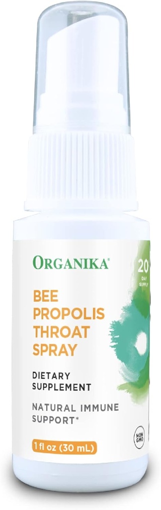 Organika Bee Propolis גרון Spray - תמיכה טבעית של Immune ו-Sore גרון הקלה - גלוטן חינם, Antioxidant תוספת - אלכוהול חינם נוזל, 1 oz