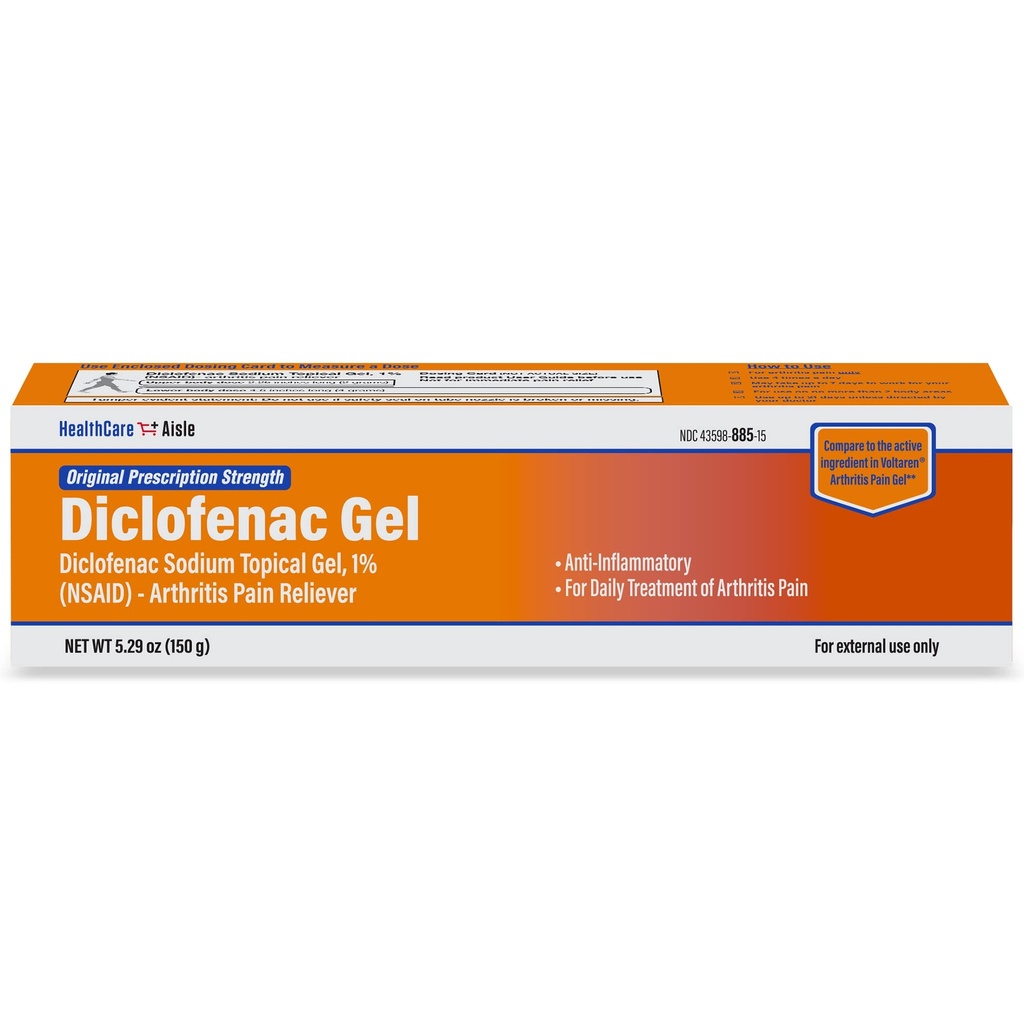HealthCareAisle Diclofenac Gel, 1%, Arthritis כאב הקלה - 150 גרם צינור - כוח מרשם מקורי (NSAID)