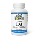 Natural Factors - ויטמין D3 5000 IU, תומך עצמות בריאות, 120  Soft Gels