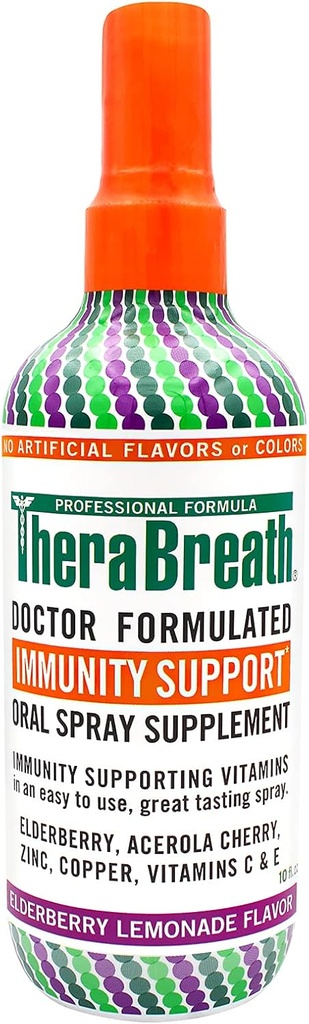 TheraBreath Immunity Support Doctor Formulated Oral Spray, Elderberry Lemonade, 10 Ounce