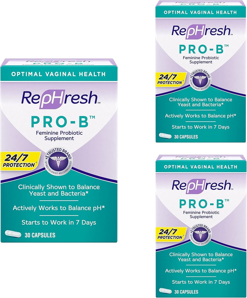 RepHresh Pro-B Probiotic Feminine תוספי קפסולות (Pack of 3)