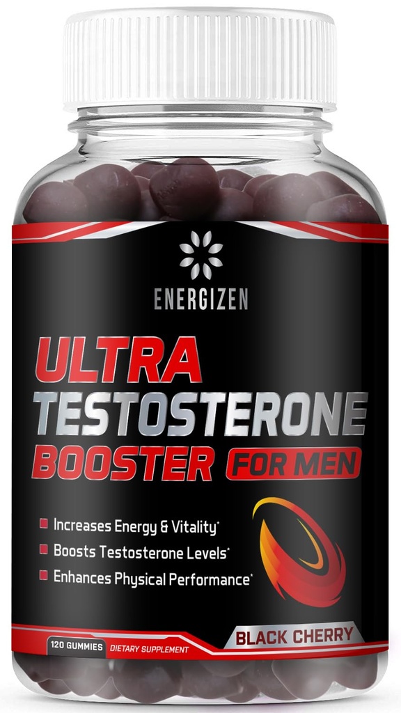 8in1 טסטוסטרון Booster עבור גברים עם טונגקאט עלי, Fenugreek, Ashwagandha ו Magnesium - שיפור Libido & Hormonal Balance, Non GMO Made בארה"ב, Black Cherry, 120 חניכיים לגברים
