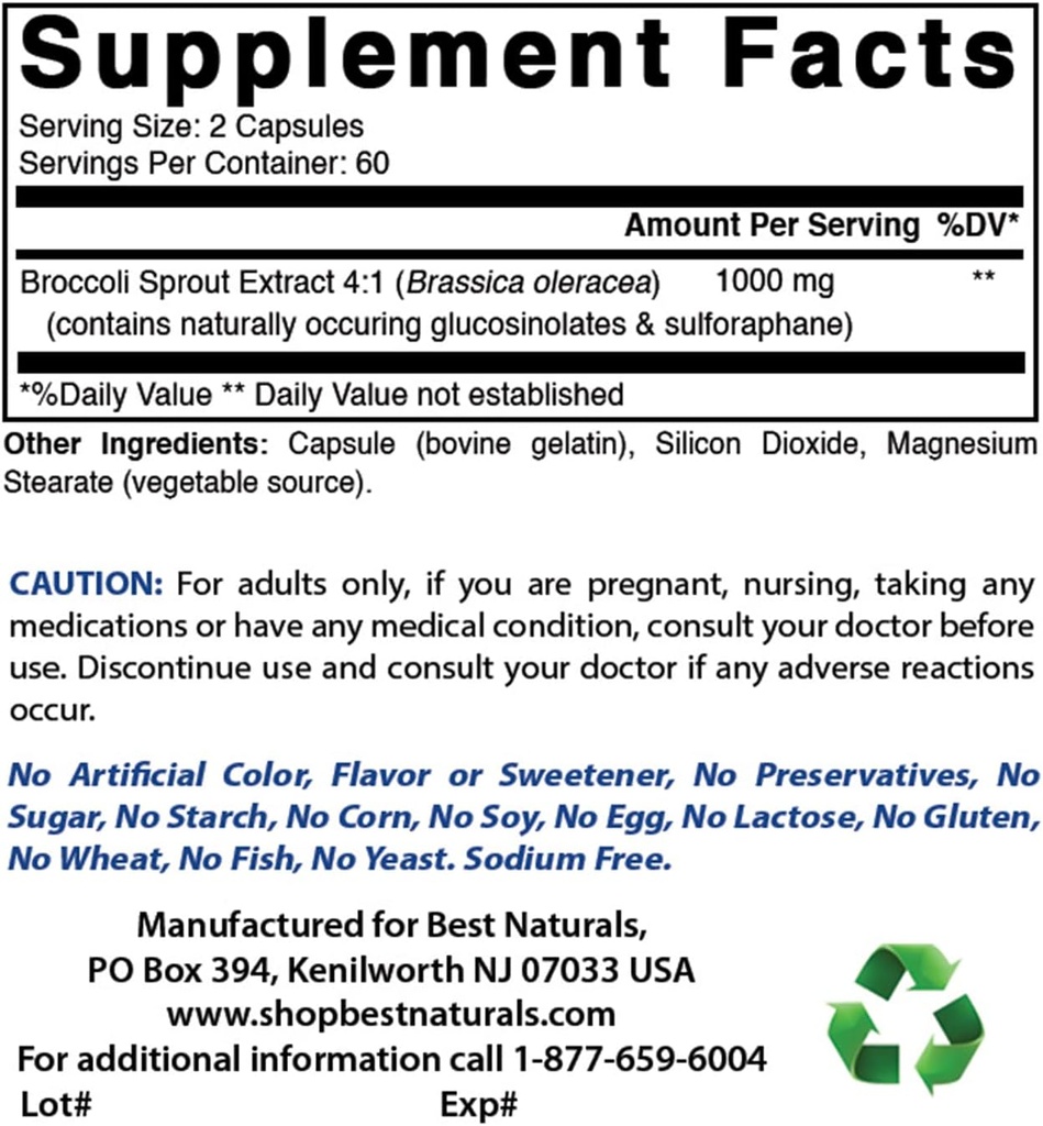 Best Naturals Broccoli Sprouts הפקה, 1000 מ"ג ו- Zinc Gluconate 50 מ"ג