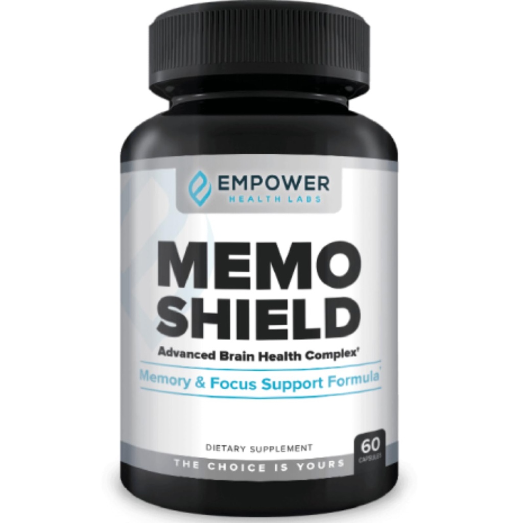 MemoShield Brain Health Supplement - Advanced Memory Support with Lion's Mane, Bacopa Monnieri וג'ינקגו בילובה - פונקציונליות קוגניטיבית ובריאות המוח פורמולה - 60 קפסולות