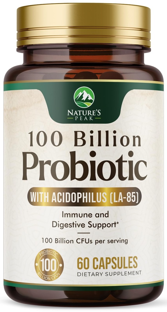Probiotics 100 מיליארד CFU - 16 Probiotic Strains עם Prebiotics - תומך Immune, Gut Health, PH, Occasional Constipation, Gas & Bloating - תוספת לנשים וגברים, Shelf Stable - 60 קפסולות