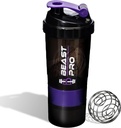 Beast Pro Shaker Bottle forחלבון Shakes ו-Pre אימונים | חלבונים ו- Pill Storage Bin | 16 Ounce | Red Shaker Bottle