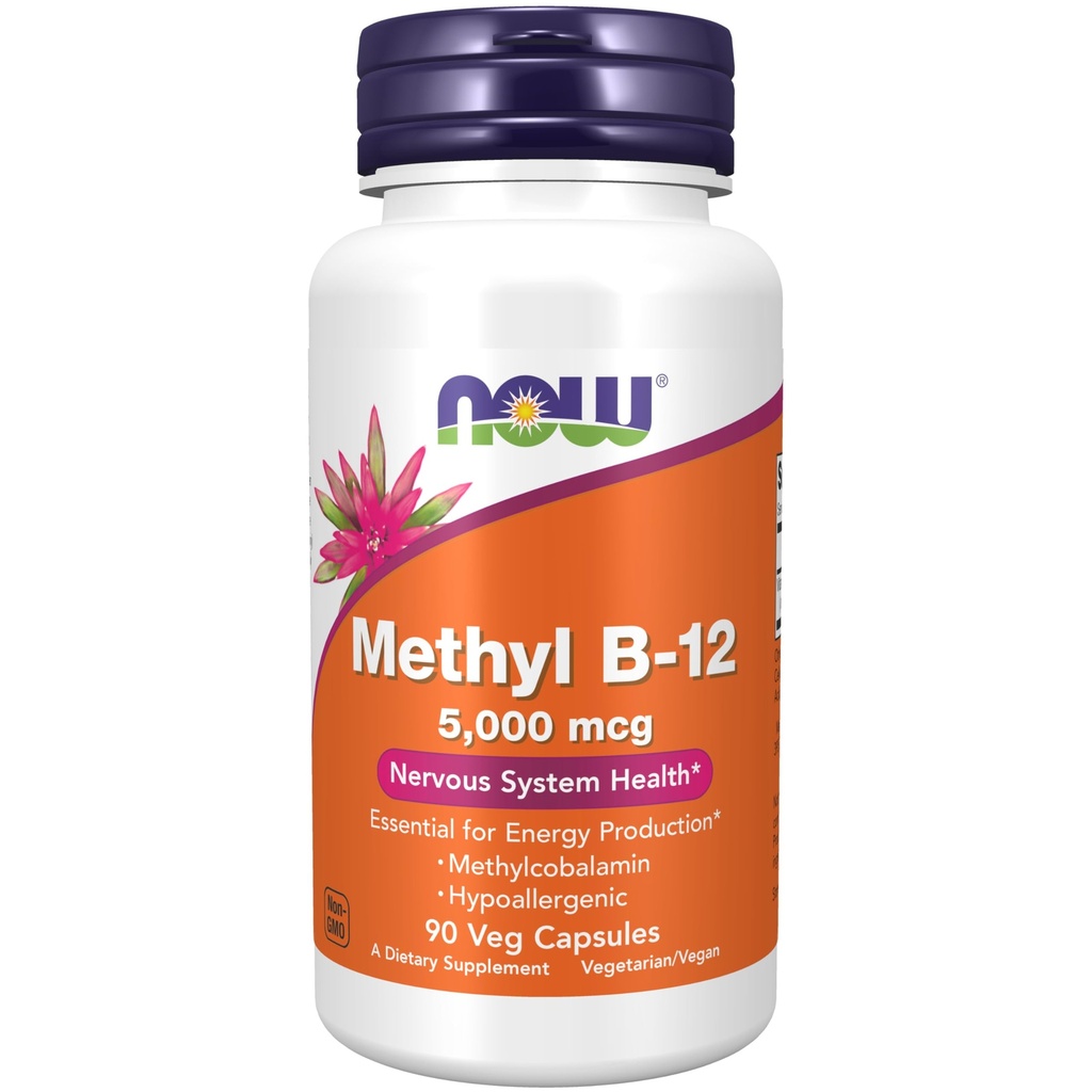 עכשיו תוספי מזון, Methyl B-12 5000mcg, Methyhydrobalamin, Hypoallergenic, 90 ואג קפסולות