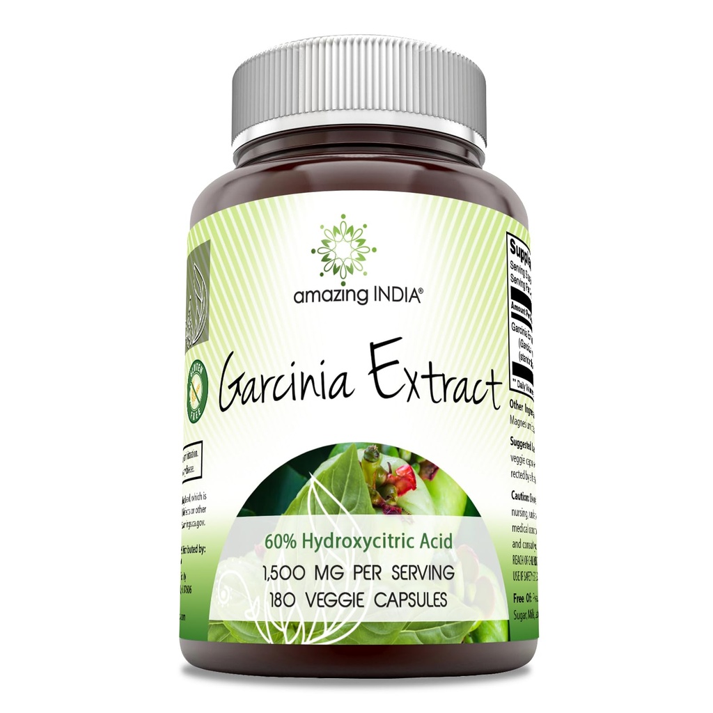 מדהים הודו Garcinia לחלץ תוסף | 1500 Mg Per משרת | 180 קפסולות Veggie | Non-GMO | Gluten Free | Made in USA