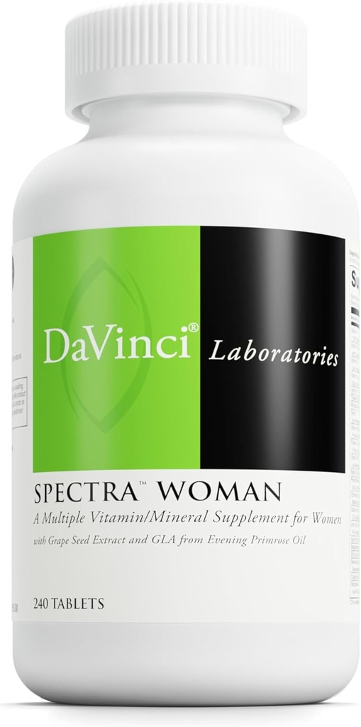 DaVinci Labs Spectra Woman - תוספת תזונתית לתמיכה בבריאות העצם וצרכי נשים - עם ויטמינים, מינרלים, Calcium, Beta Carotene, L-Cysteine, Grape Seed Extractd Extract, ועוד - 240 טבליות