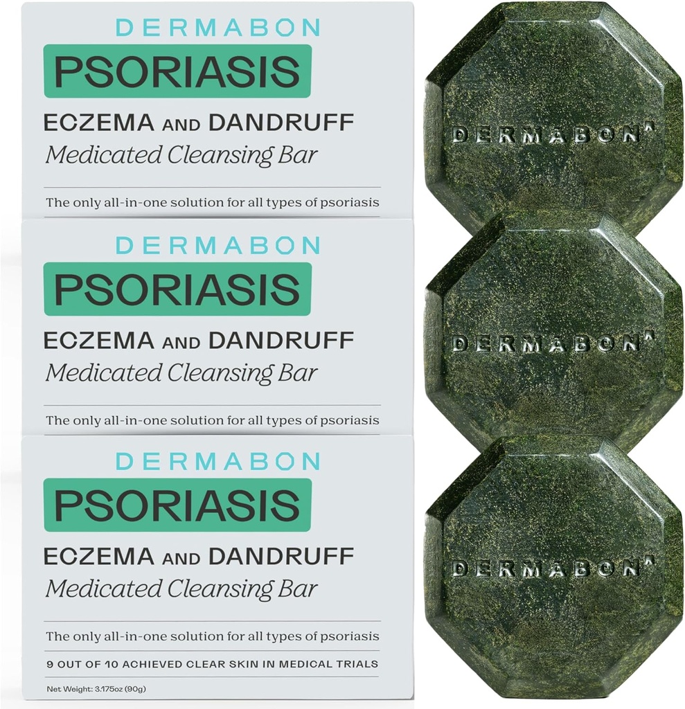 Dermabon 2% Coal Tar Psoriasis Body Wash & Eczema Bar Soap (3 Pack)