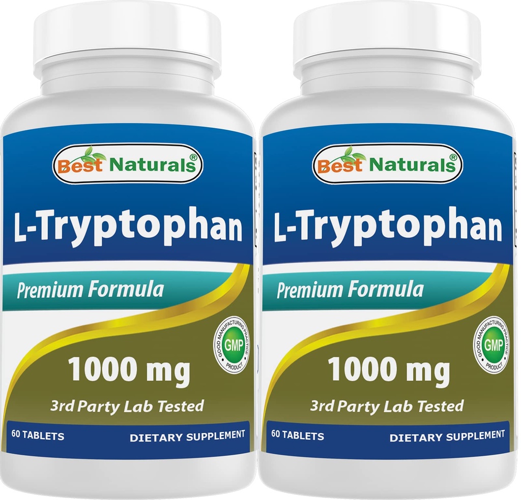 Best Naturals L-Tryptophan 1000 מ"ג 60 טבליות (60 Count)