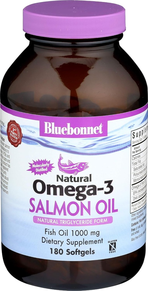 אומגה 3 (שמן סלמון) 180 SoftGels, 1000 מ"ג - Bluebonnet