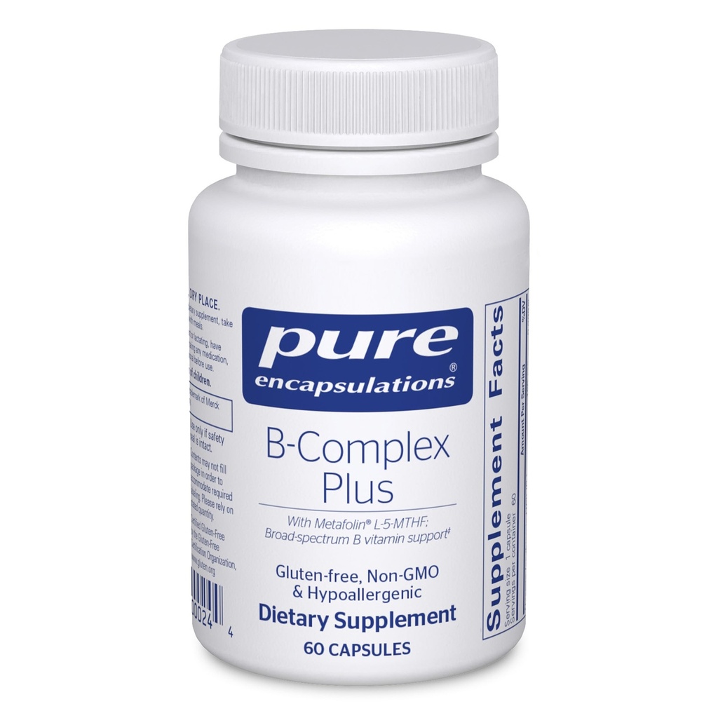 Pure Encapsulations B-Complex Plus - ויטמין B תוסף לתמיכה בבריאות נוירולוגית, בריאות קרדיווסקולרית, רמות אנרגיה ו- Nervous System Support * עם ויטמין B12 & יותר - 60 קפסולות