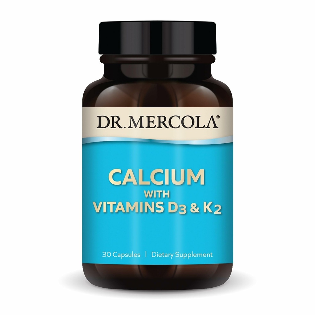 Dr. Mercola Calcium עם ויטמין D3 & K2 - תומך העצם & הלב בריאות * - Calcium עם ויטמינים D3 & K2 - Eggshell-Derived - non-GMO, Gluten-Free & Soy חינם - 30 קפסולות (30 משרתים)