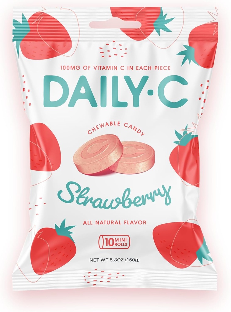 Daily-C Chewable ויטמין C Strawberry Chewable Candy