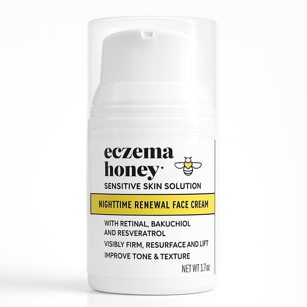 ECZEMA HONEY ההרחבה Face Cream - Anti Aging Skin Care Products - Unscented Face Moisturizer for Eczema, מייבש עור רגיש (1.7 Oz)