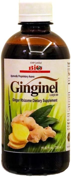 Ginginel נוזל, ג'ינג'ר, תמצית נוזלית מוגברת - 11.83 floz, מקדם העיכול, מפחיתה את ה- Toxin Accumulation בגוף ופרקים, טבעוני