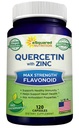 ASquared Nutrition Quercetin 1000 מ"ג עם תוסף Znc - 120 קפסולות - Quercetin Dihydrate עם Black Elderberry & Zinc - Max Power אבקת גלולות כדי לעזור לשפר את התגובה של Immune