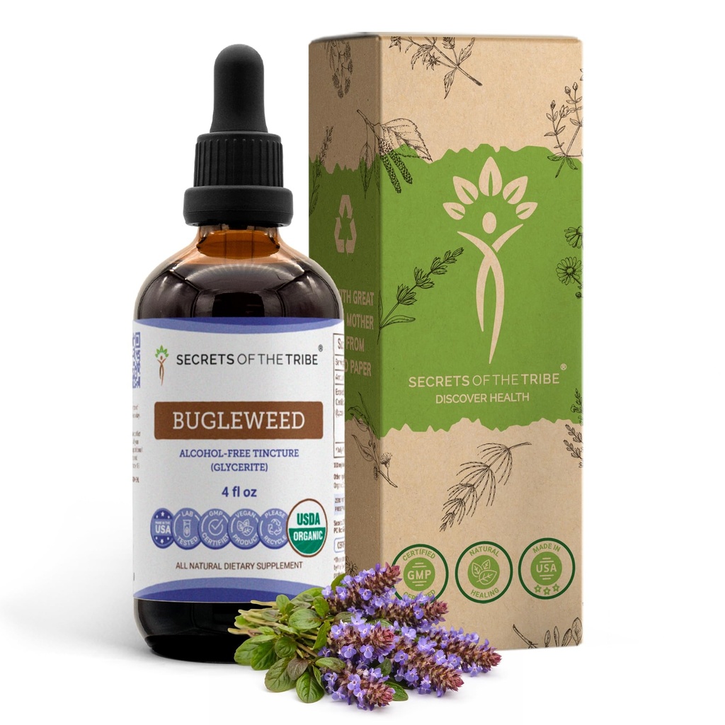 סודות של השבט בוגלאו של Tincture אלכוהול חינם לחלץ, USDA אורגני בוגדוד (Lycopus Virginicus) Dried Herb (4 FL OZ)
