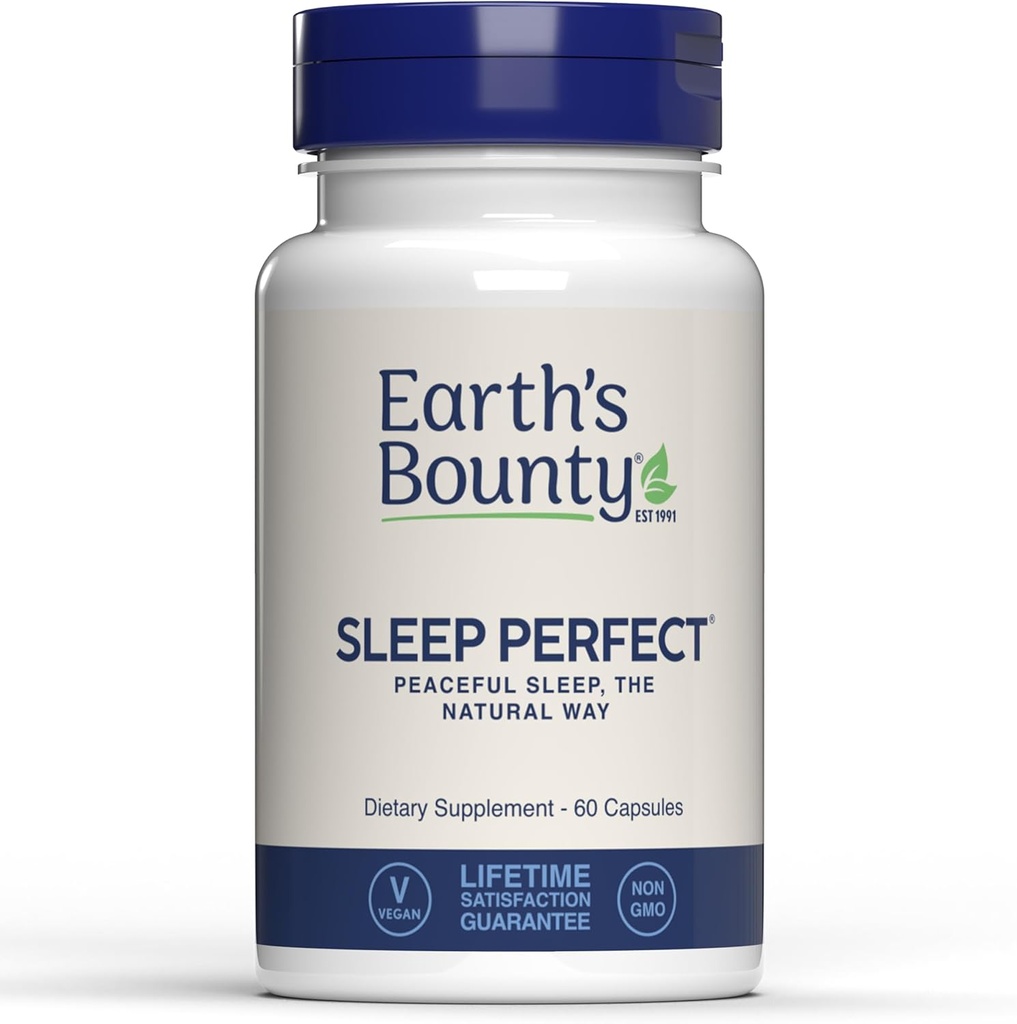 Earth's Bounty Sleep Perfect - Natural Sleep Aid- Made W/Herbal Extracts and L-theanine - No Grogginess - 60 Count