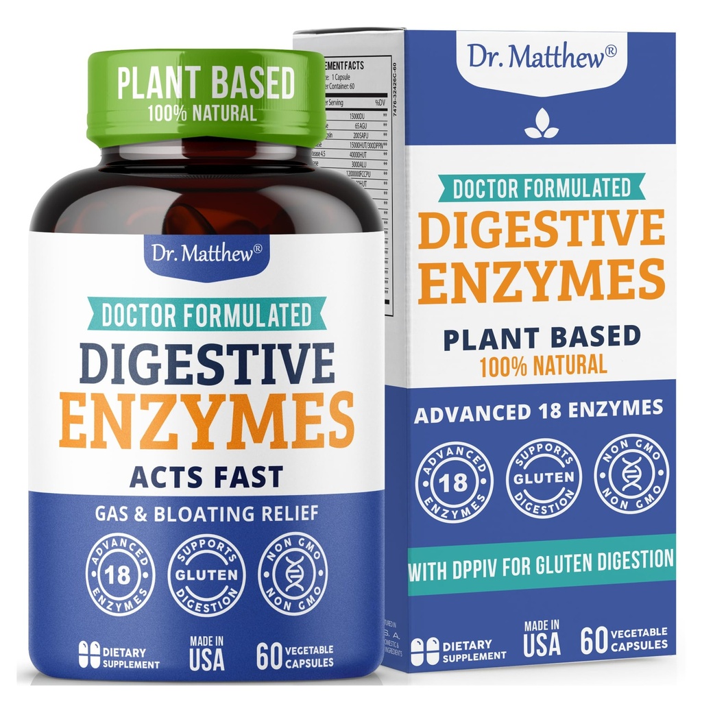 Enzymes for Women & Men with Lactase Lipase Amylase Bromelain. Enzymes for Digest and Digestive Health גז וגלישה לנשים וגברים. Gallbladder Enzy & Supplements.