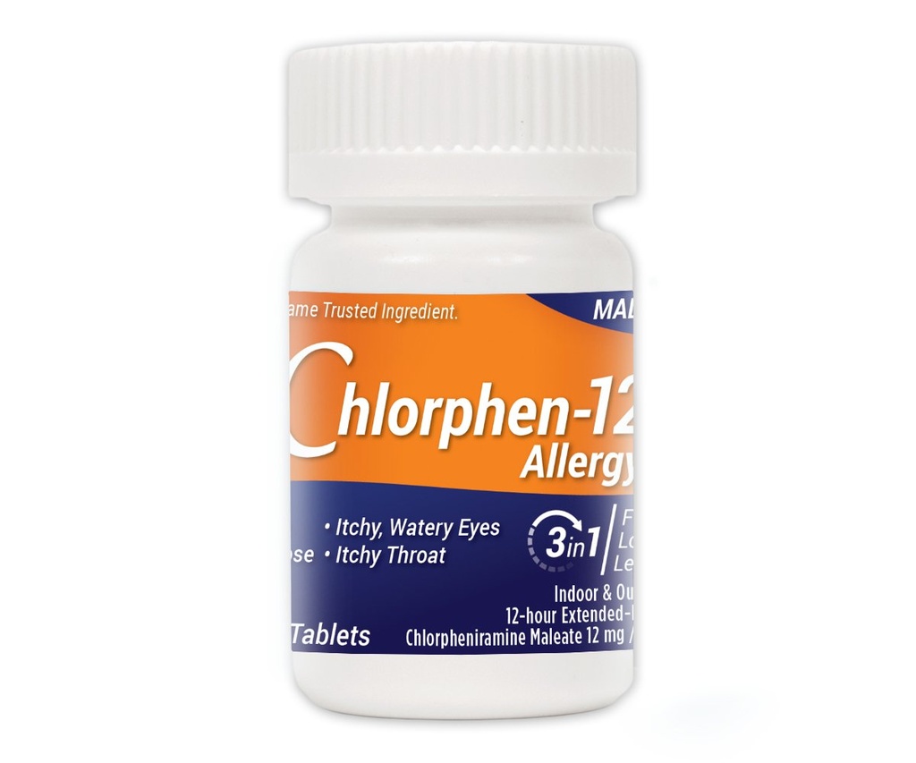 Chlorpheniramine Maleate Extended Release, 12 Mg , 60 טבליות
