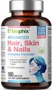 biophix שיער עור וציפורים מורכבות 180 קפסולות עם 10,000 mcg Biotin - Multivitamin תומך ריחות יפים שיער בריא הזדקנות