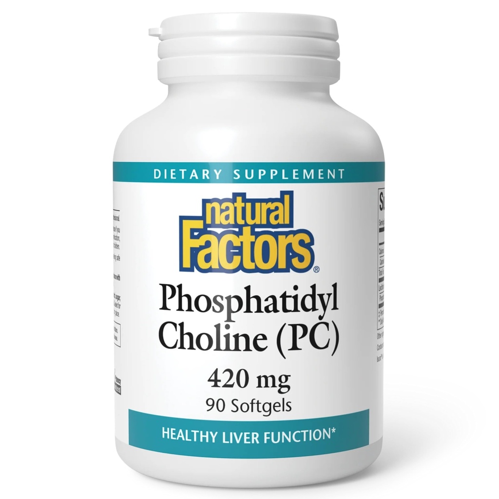 גורמים טבעיים - Phosphatidyl Choline (PC) 420 מ"ג, תומך בתפקוד Liver בריא, 90 Soft Gels