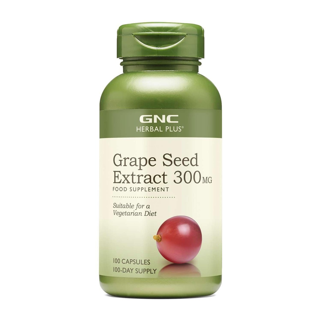 GNC Herbal Plus Grape Seed לחלץ 300 מ"ג, Vegetarian, 100 משרתים