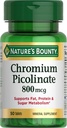 Nature's Bounty Chromium Picolinate, תומך בשומן, חלבונים וסוכר מטאבוליזם, תוסף מינרלים, 800 mcg, 50 טבליות