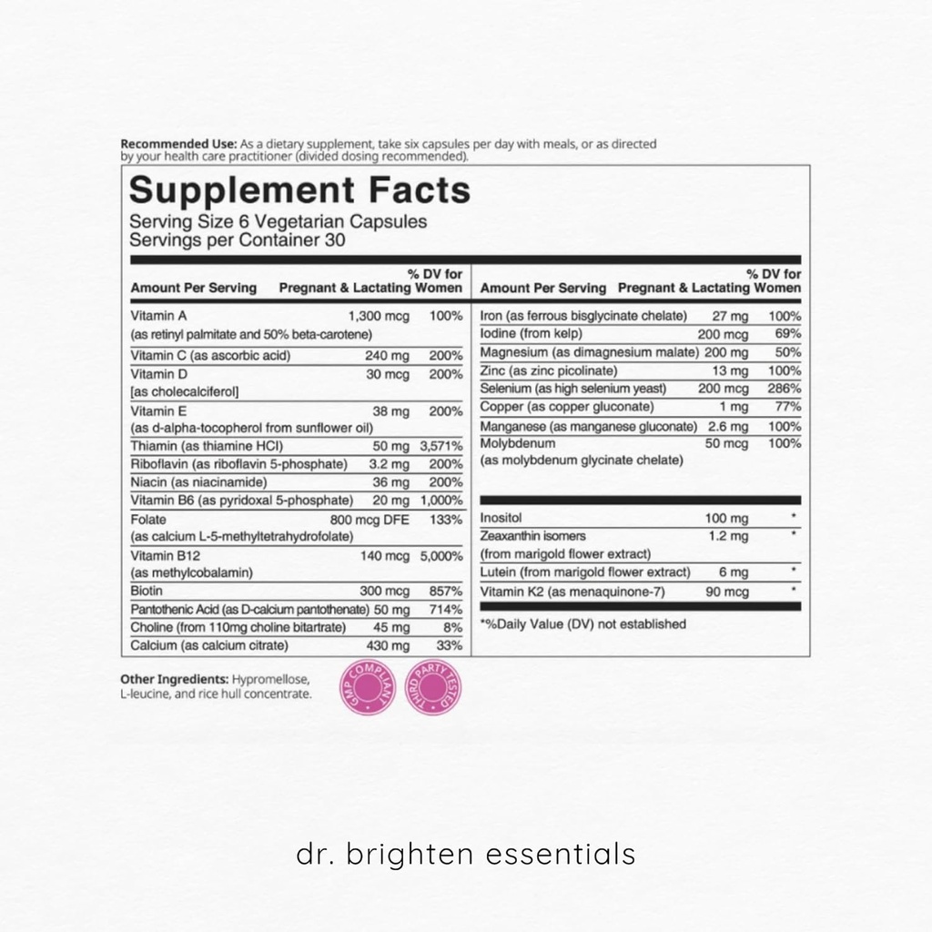 ד"ר Brighten Prenatal Plus ו- Women's Probiotic הריון Support Bundle - ויטמינים, מינרלים, פרוביוטיקה, Prebiotics ו- Antioxidants עבור אמהות בהריון או סיעוד, Non-GMO טבעוני, Noten Gluten Glu