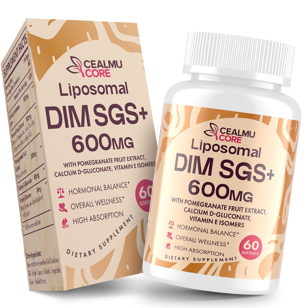 Liposomal DIM SGS תוסף הורמון עבור נשים וגברים, תוספי Estrogen Contains Sulforaphane Glucosinolate, ויטמין E, פרי Pomegranate - תמיכה Detox ואנטיoxidant (1 Pack)
