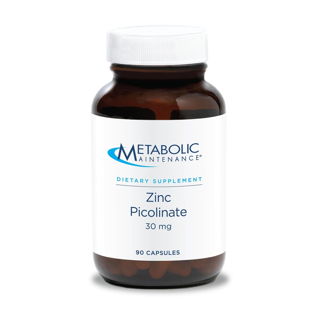 תחזוקה מטאבולית Zinc Picolinate 30 מ"ג - תוספת זינוק לגברים ונשים עם ויטמין C, תרכובת תמיכה מינרלית טהורה לבריאות החיסון, 30 מ"ג פר קפסולה - 90 קפסולות