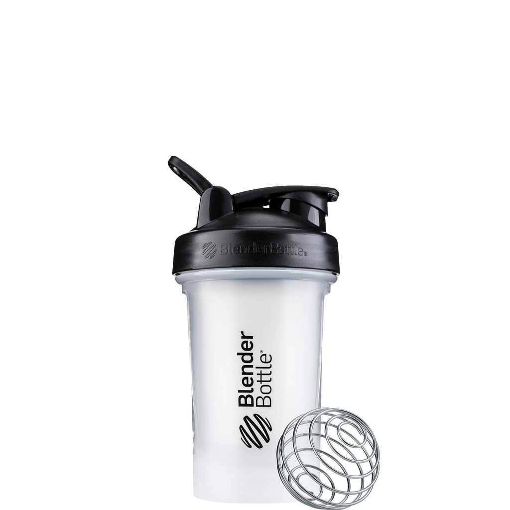 בלנדר בוטל קלאסי V2 Shaker בקבוק מושלם לשקיות חלבונים ו-Pre Workout, 20Ounce, Clear / Black