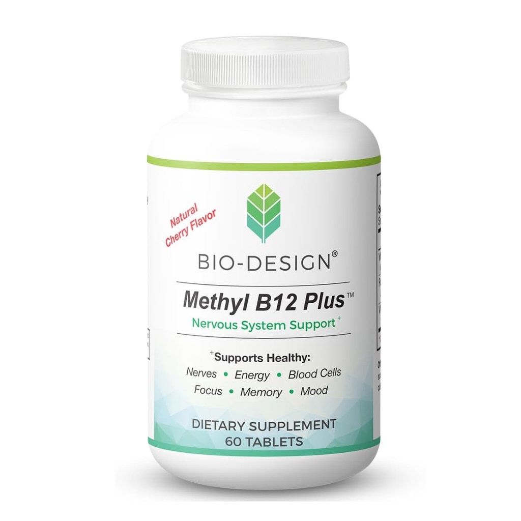 Methyl B12 5000 mcg Plus Folate תוסף - Methylcobalamin, L-Methylfolate - Methylated & Bioavailable - תומך מערכת העצבים בריאה, אנרגיה מטאבוליזם, בריאות המוח - 60 טבליות