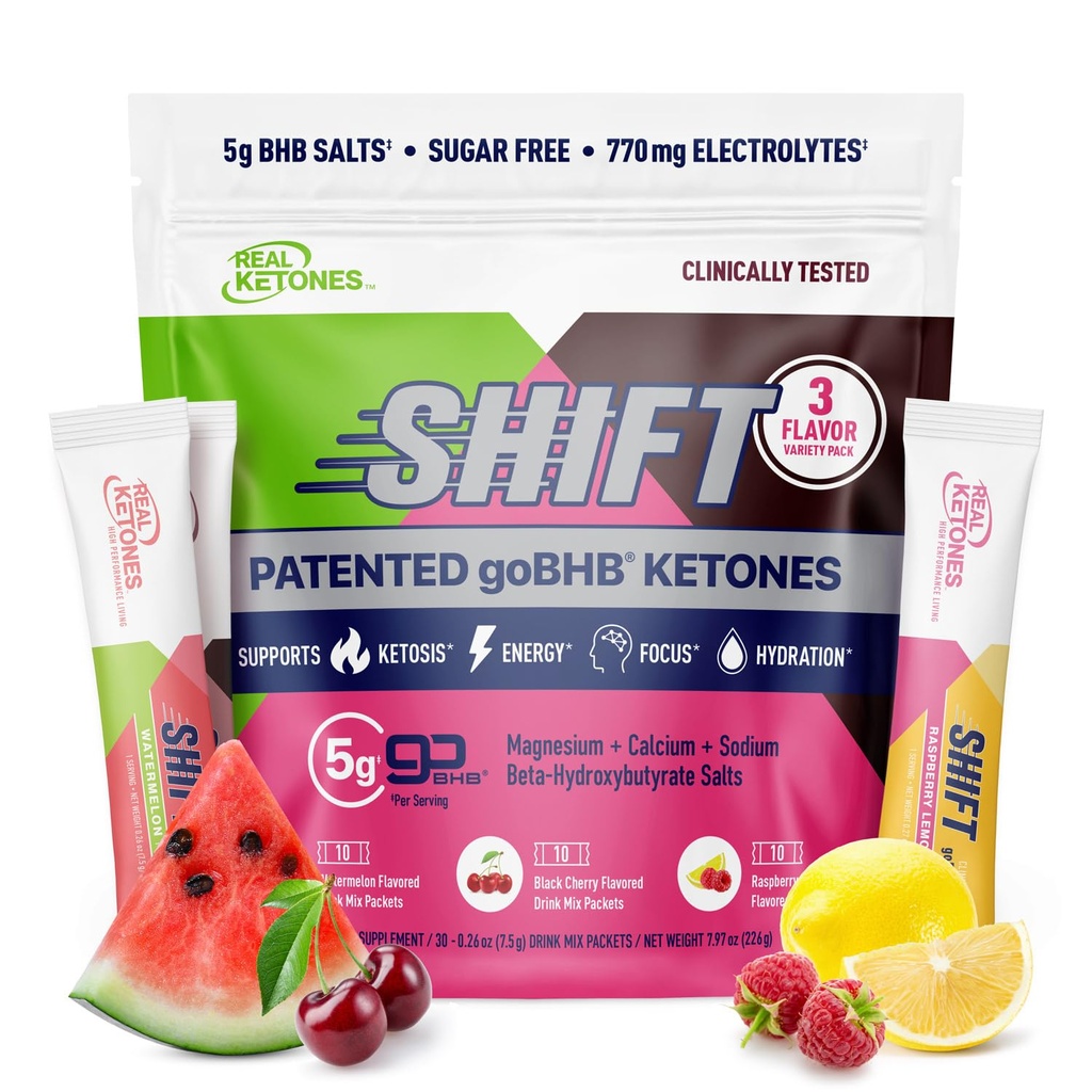 Real Ketones BHB Exogenous Ketones Drink Packets Keto Electrolytes אבקת Packets No Sugar with 4 Main Fasting Electrolytes Plus hydroting פטנט על Keto BHB - 30 Count Variety Pack