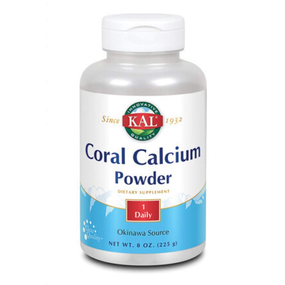 KAL אלמוג Calcium אבקת 1000 מ"ג טבליות, Unflavored, 8 Ouncece