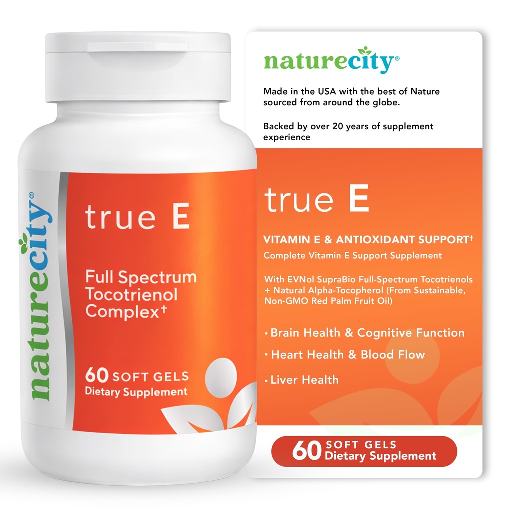NatureCity True-E Full Spectrum Tocotrienols ויטמין E & Natural Alpha Tocopherol תוסף