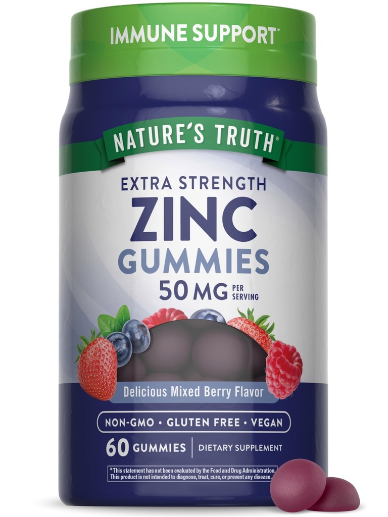 האמת של הטבע Znc Gummies למבוגרים | 50 מ"ג | 60 Count | טבעוני, non-GMO & Gluten חינם תוספת כוח תוספת תוספת תוספת תוסף